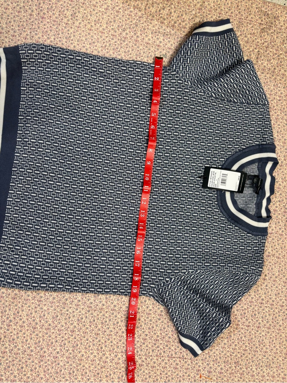 Adrianna Papell Blue & White Short-Sleeve Crewneck Knit Sweater - Picture 5 of 6